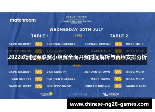 2022欧洲冠军联赛小组赛全面开赛时间解析与赛程安排分析